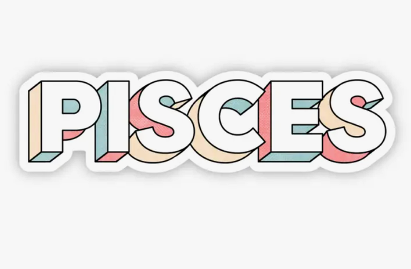 Pisces Lettering Zodiac Sticker