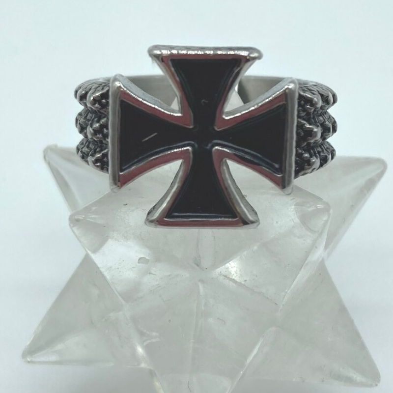 Maltese Cross .65"W Stainless Steel Ring