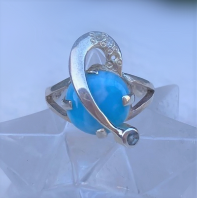 Larimar w/Shooting Star Ring, Sterling Silver - Size 6