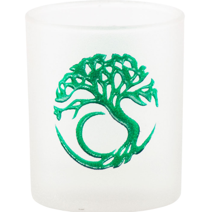 Tree of Life Etched Glass Votive Holder