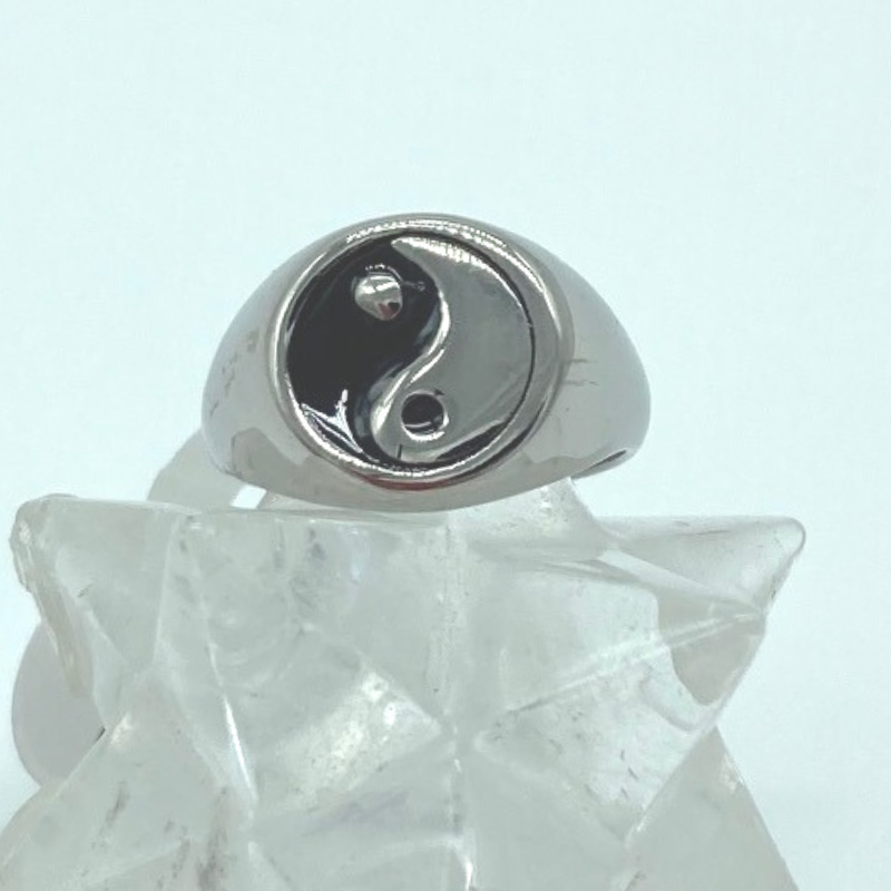 Yin Yang Symbol Ring , Stainless Steel Size 9