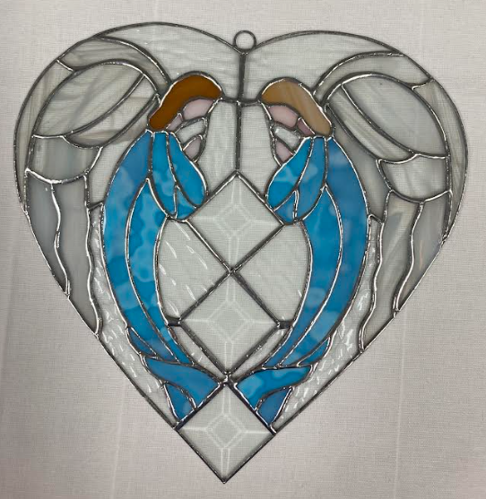 Angels in Heart Rain Stained Glass