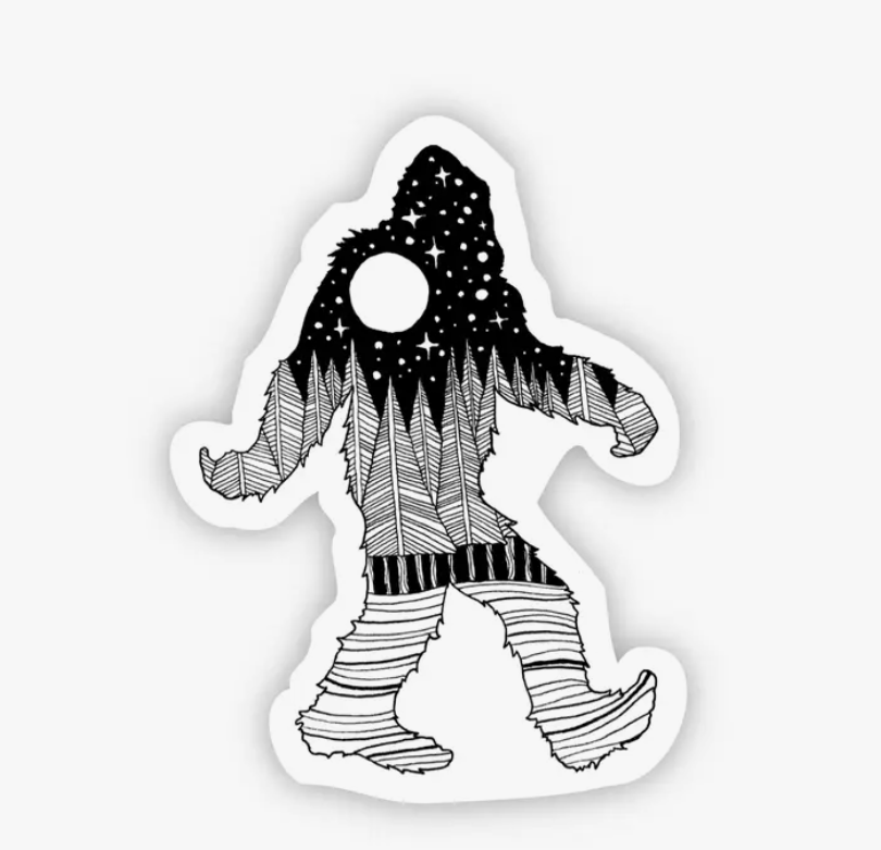 Bigfoot Nature Sticker Black & White Sticker