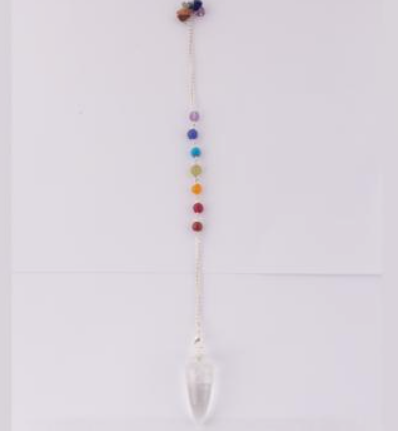 Clear Quartz Pendulum w/Chakra Beads