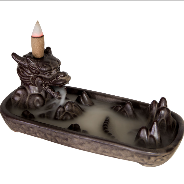 7" Dragon Backflow Ceramic Incense Holder