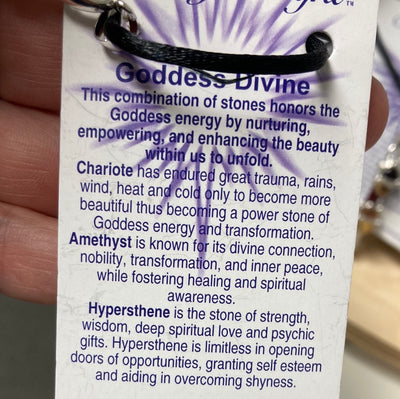 Goddess Divine Baby Wand Chariote Hypersthene Necklace Crystal Point