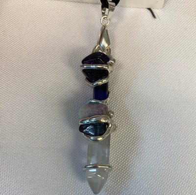 Goddess Divine Baby Wand Chariote Hypersthene Necklace Crystal Point