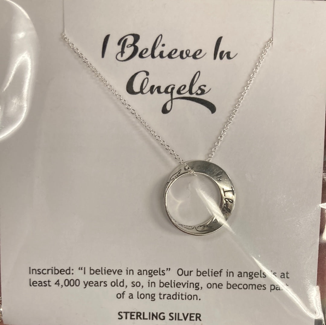 "I Believe in Angels" Necklace Sterling Silver