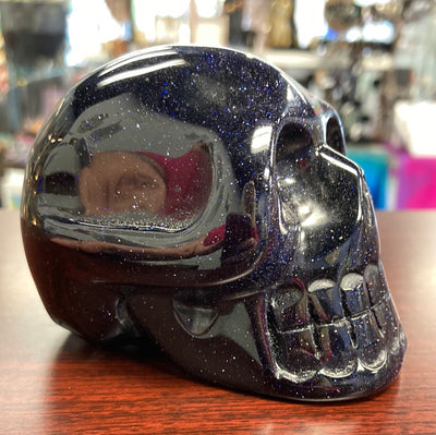 Blue Goldstone Skull 2.75"