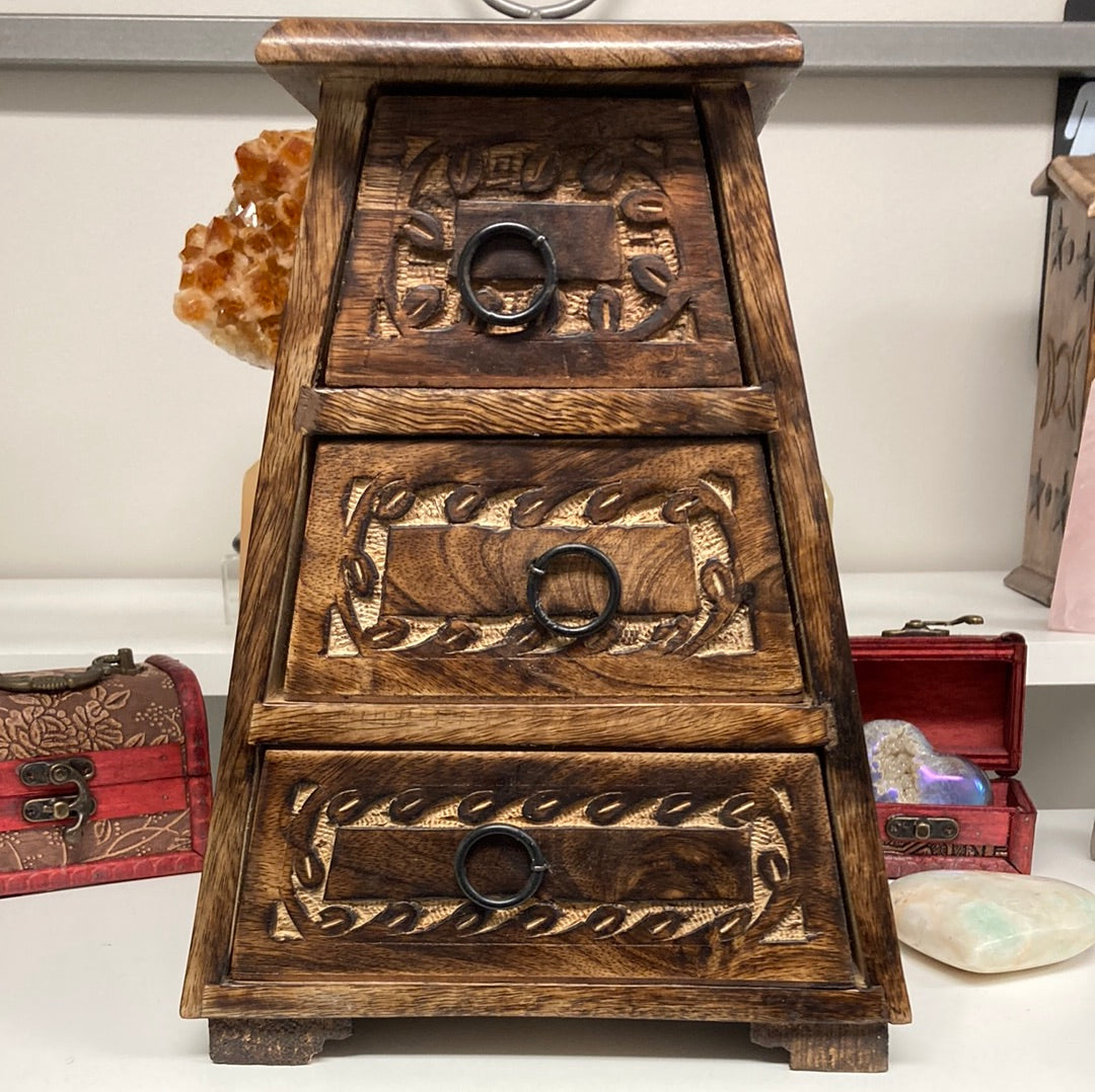 Three Drawer Chest Wood Handcrafted