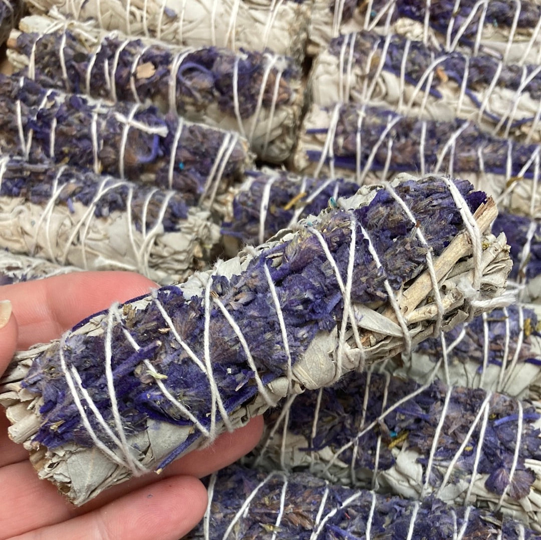 4" Lavender w/White Sage Smudge Bundle