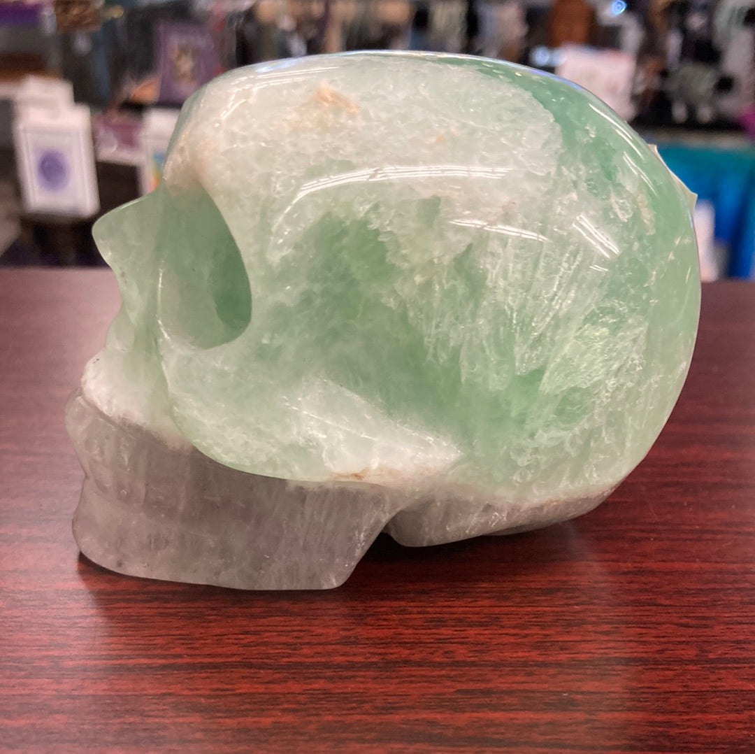 Fluorite Carved Skull Green