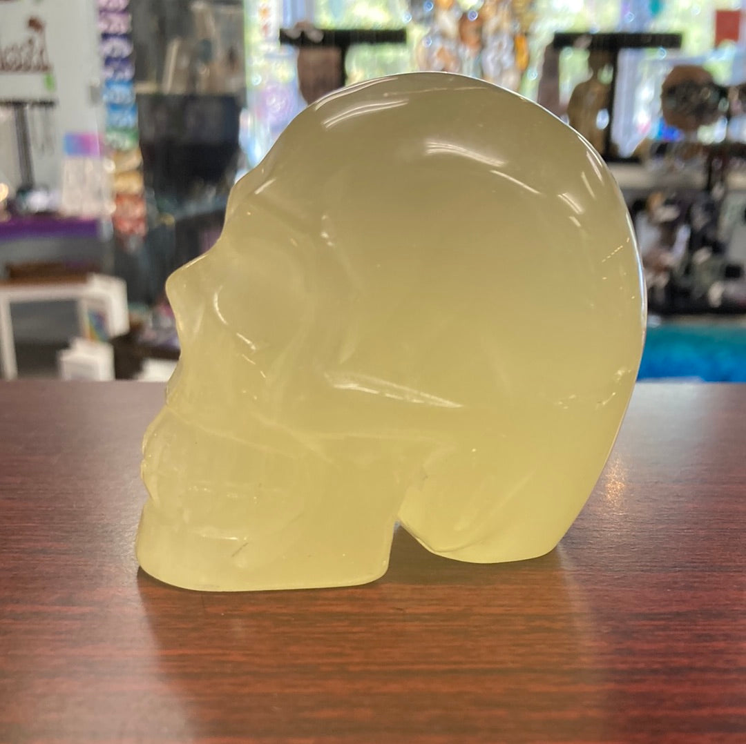 Lemon Calcite Carved Crystal Skull 3.1" L