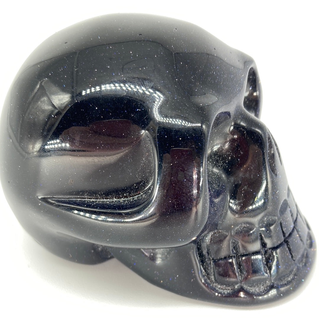 Blue Goldstone Skull 2.75"