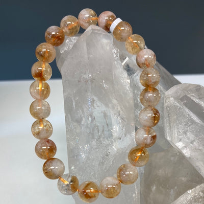 Citrine w/Quartz- Beaded Bracelet 8mm