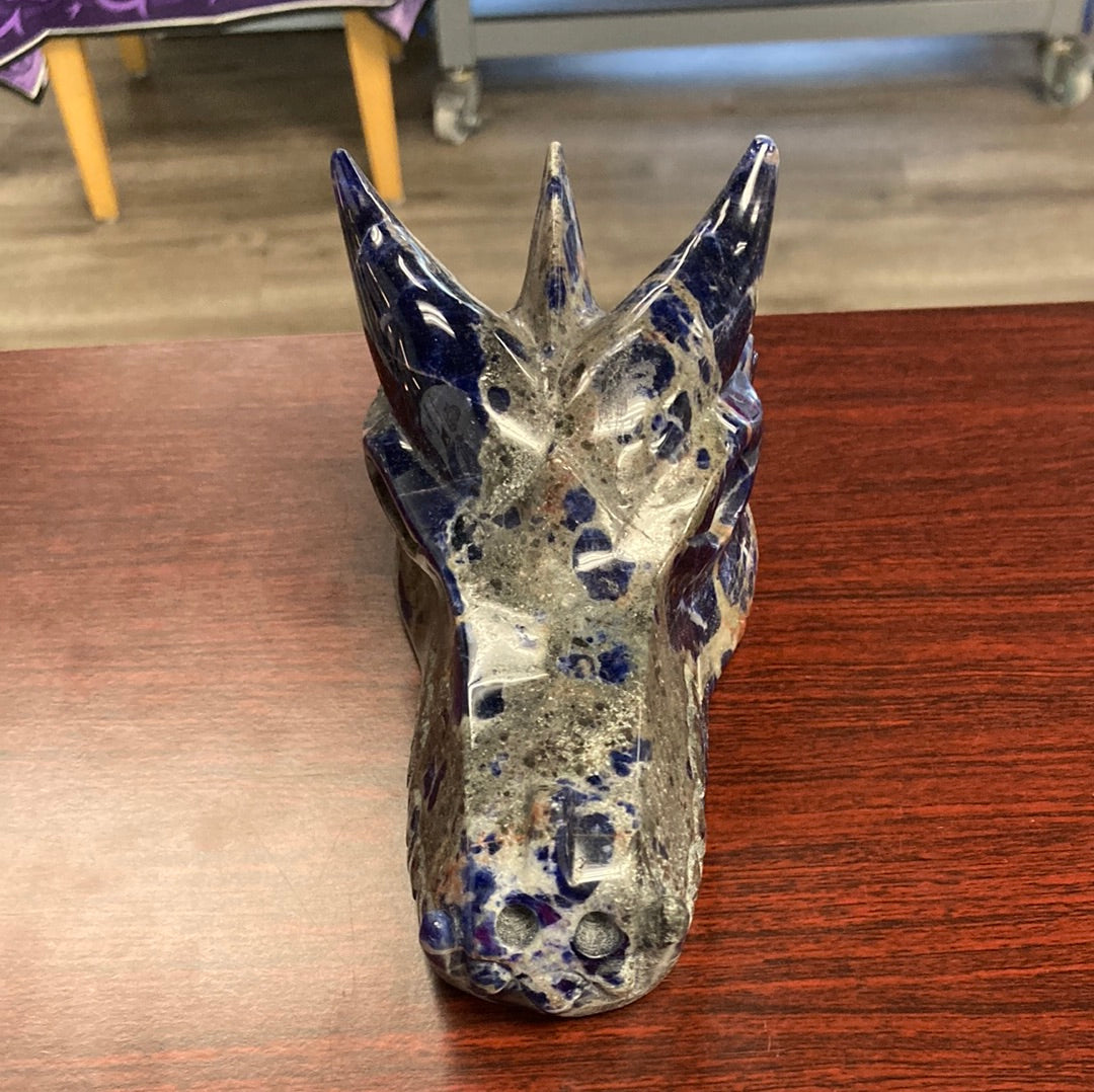 Sodalite Dragon Skull 6"