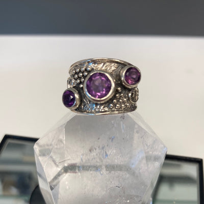 Triple Amethyst Statement Ring