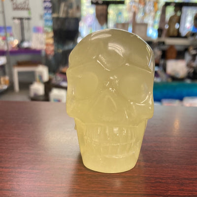 Lemon Calcite Carved Crystal Skull 3.1" L