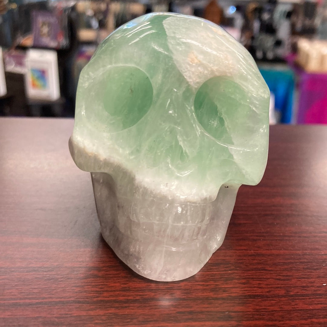 Fluorite Carved Skull Green