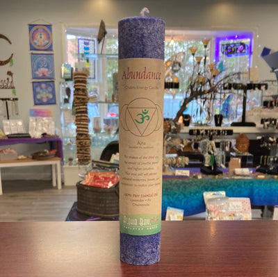 Abundance Pillar Candle Third Eye Chakra - Aloha Bay Candles