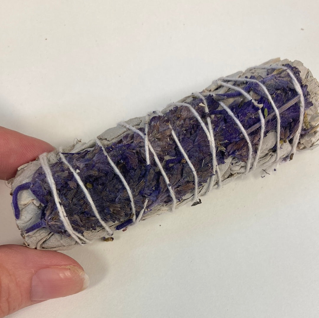 4" Lavender w/White Sage Smudge Bundle