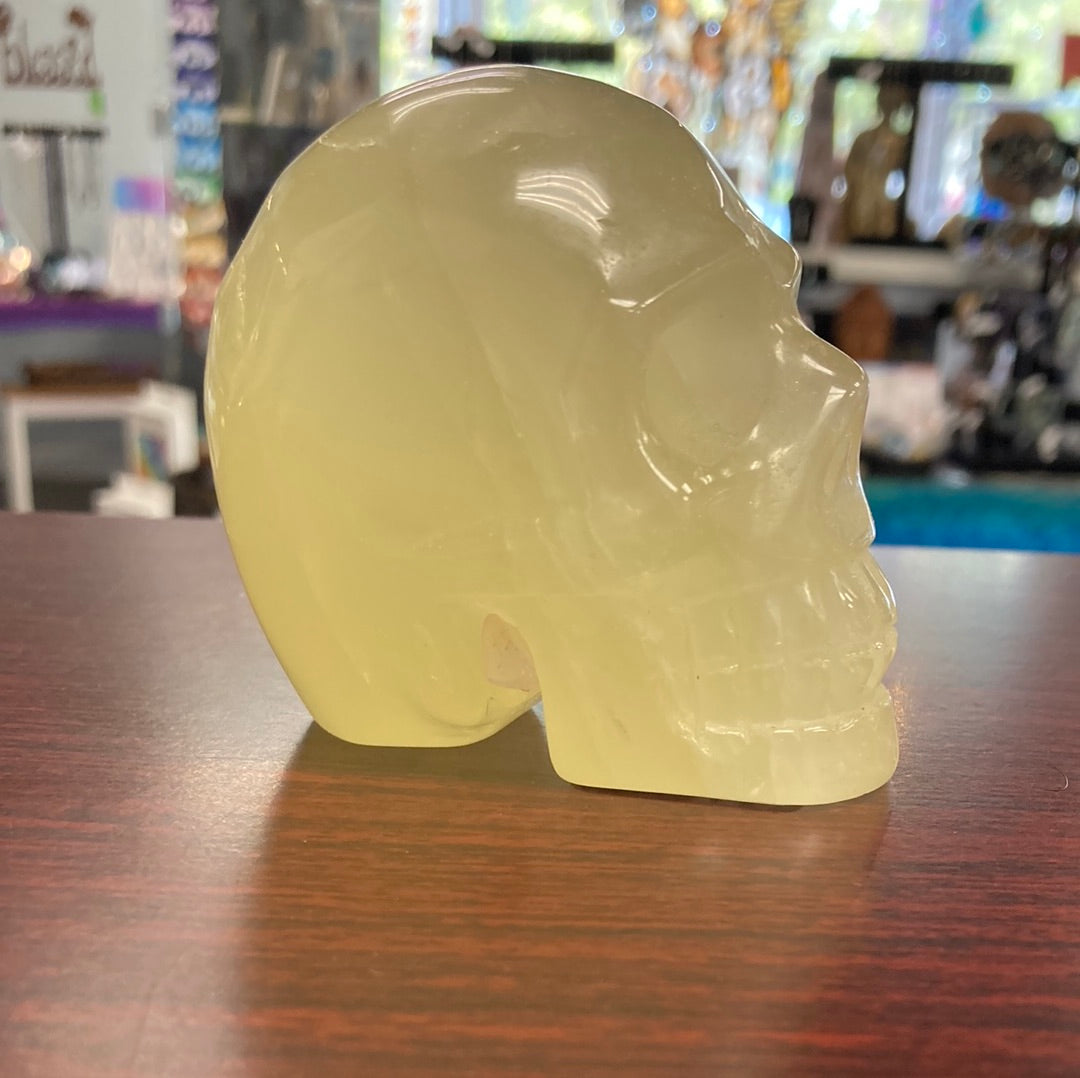 Lemon Calcite Carved Crystal Skull 3.1" L