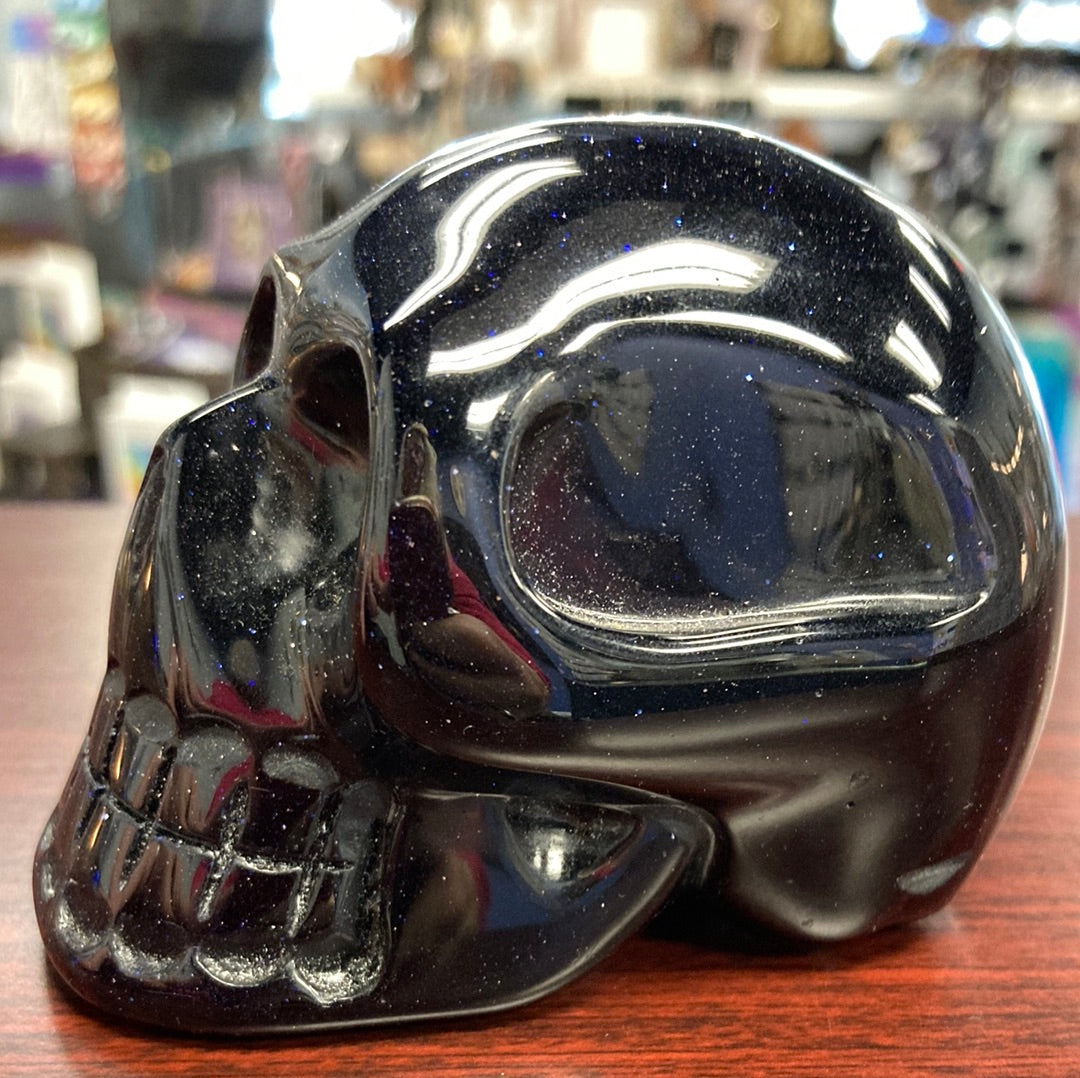 Blue Goldstone Skull 2.75"