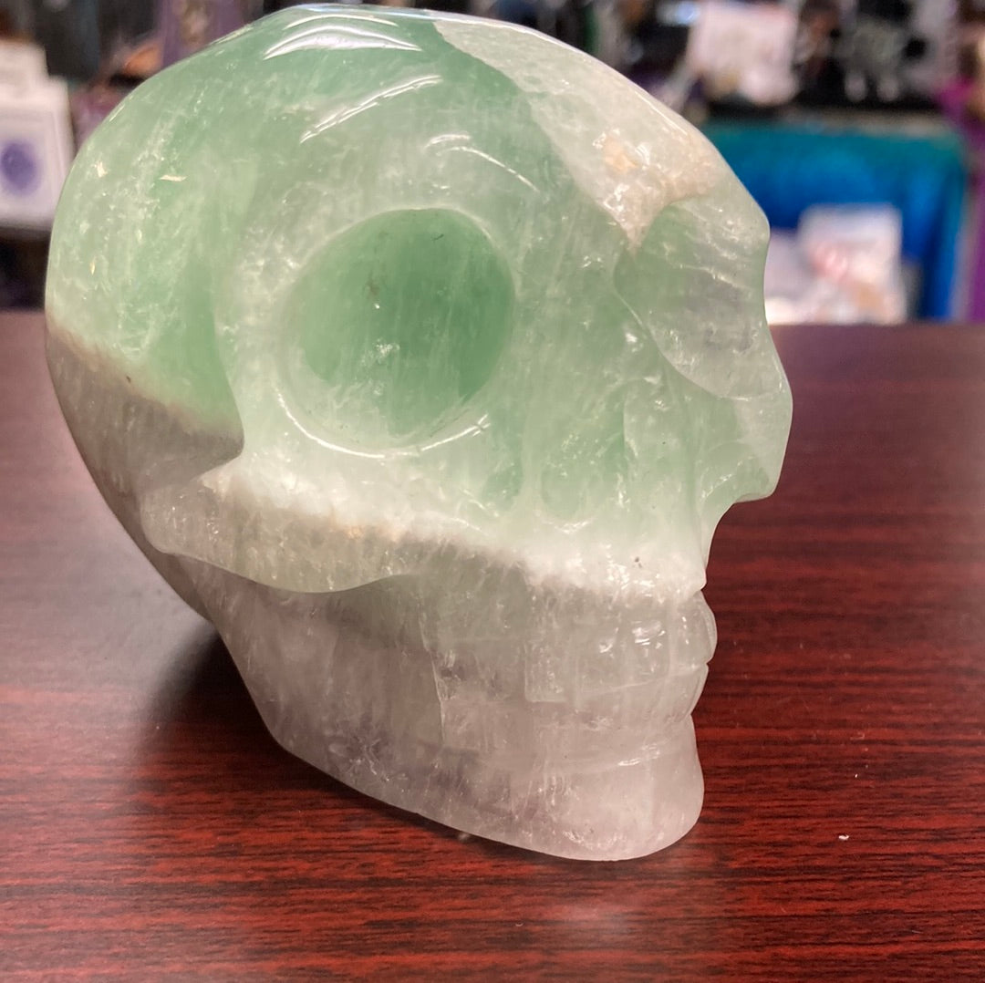 Fluorite Carved Skull Green