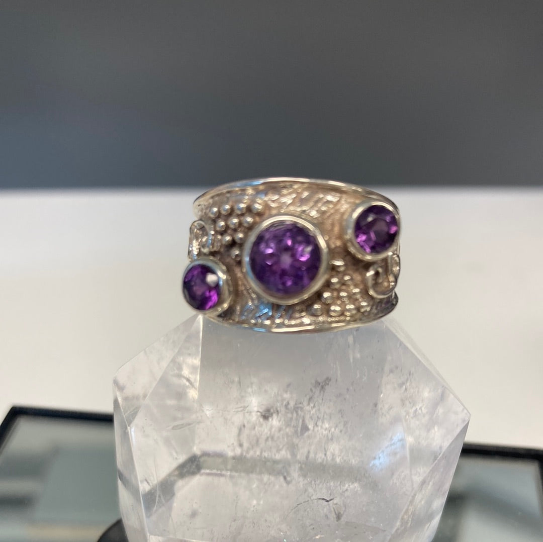 Triple Amethyst Statement Ring