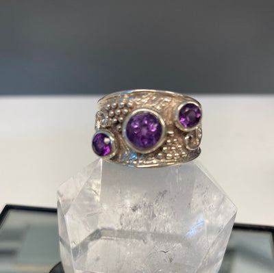 Triple Amethyst Statement Ring