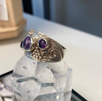 Triple Amethyst Statement Ring