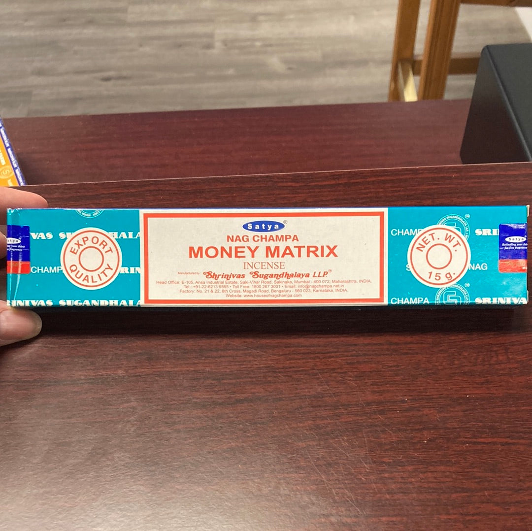 Money Matrix Satya Incense 10" Sticks 15 per Package