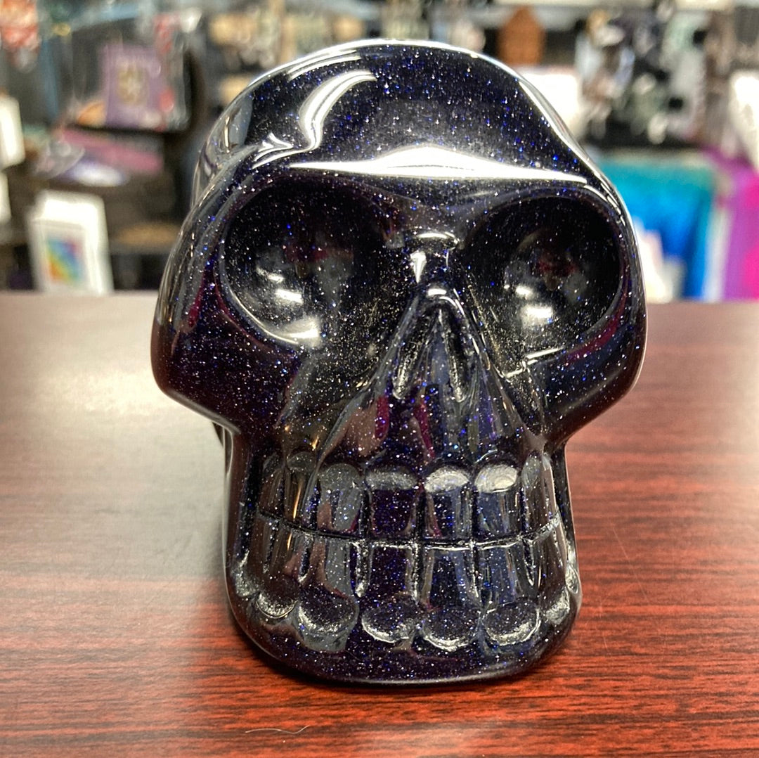 Blue Goldstone Skull 2.75"