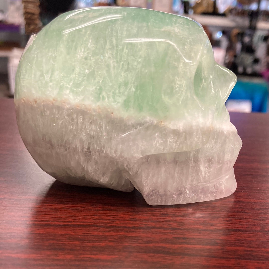 Fluorite Carved Skull Green