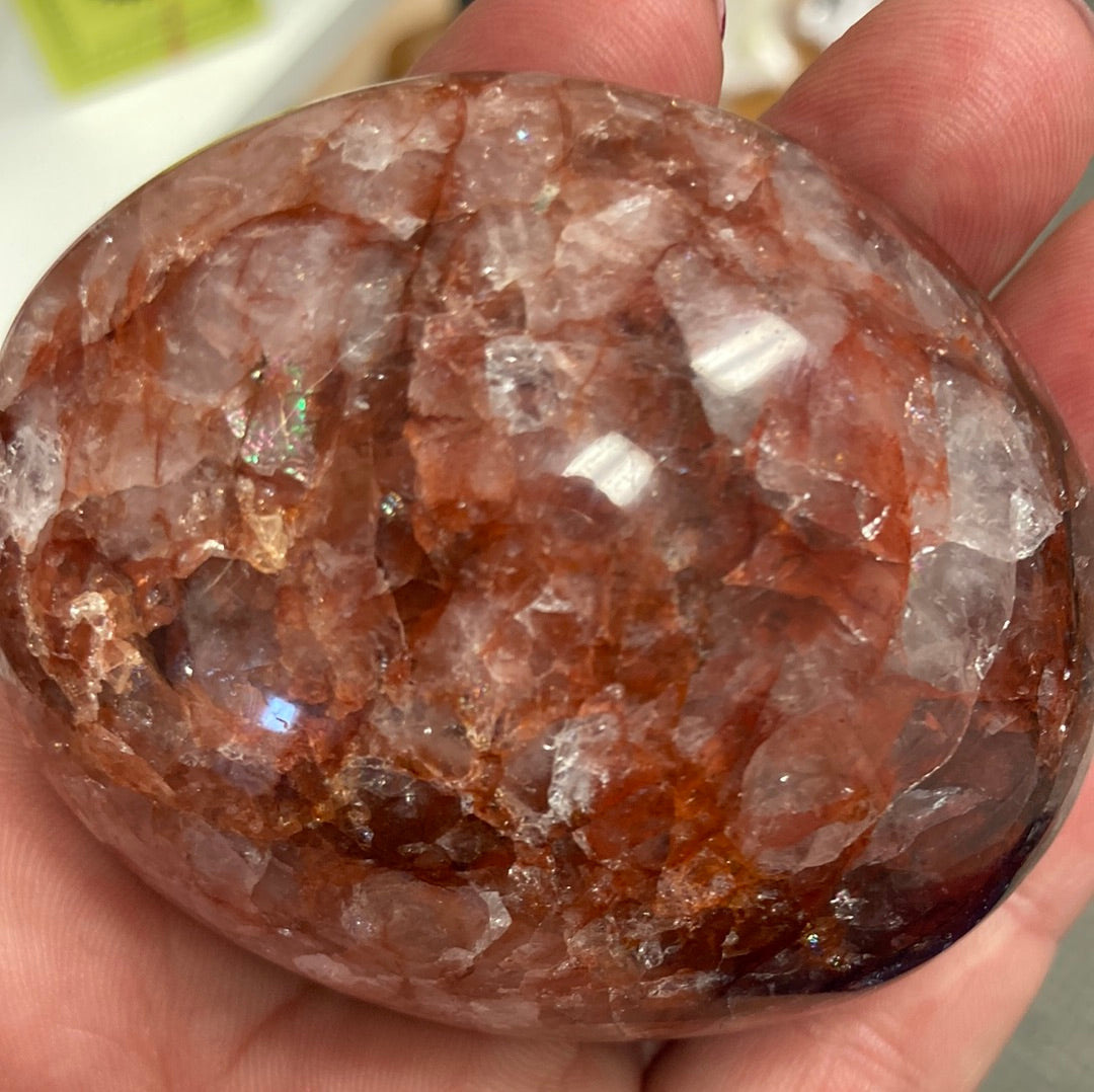 Hematoid Quartz Palm Stone