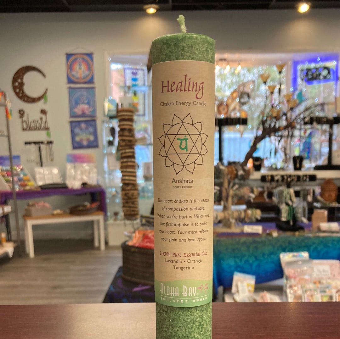 Healing Green Pillar Candle Heart Chakra - Aloha Bay Candles