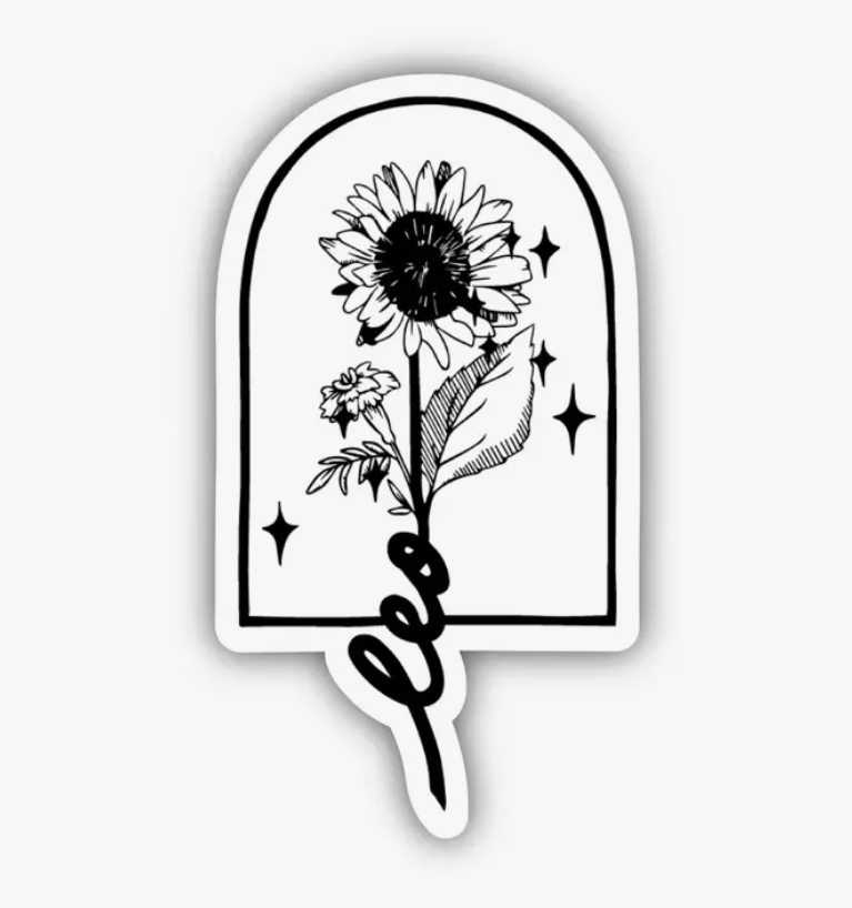 Leo Marigold & Sunflower Zodiac Sticker #BM-0001-3968