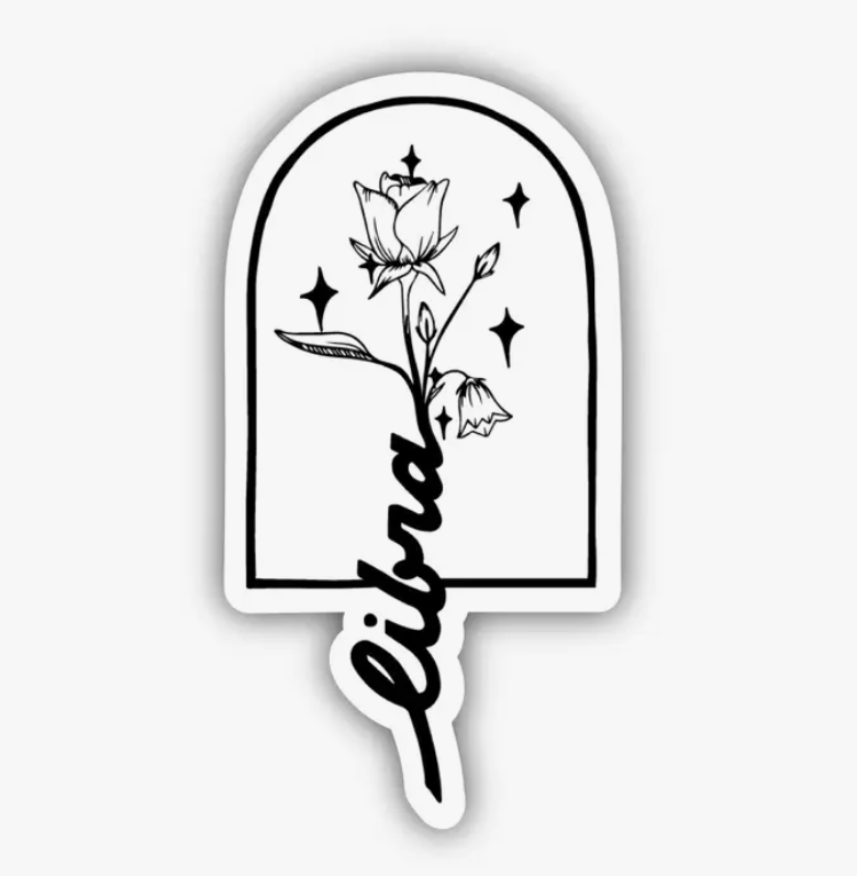 Libra Bluebells & Large Rose Zodiac Sticker #BM-0001-3969