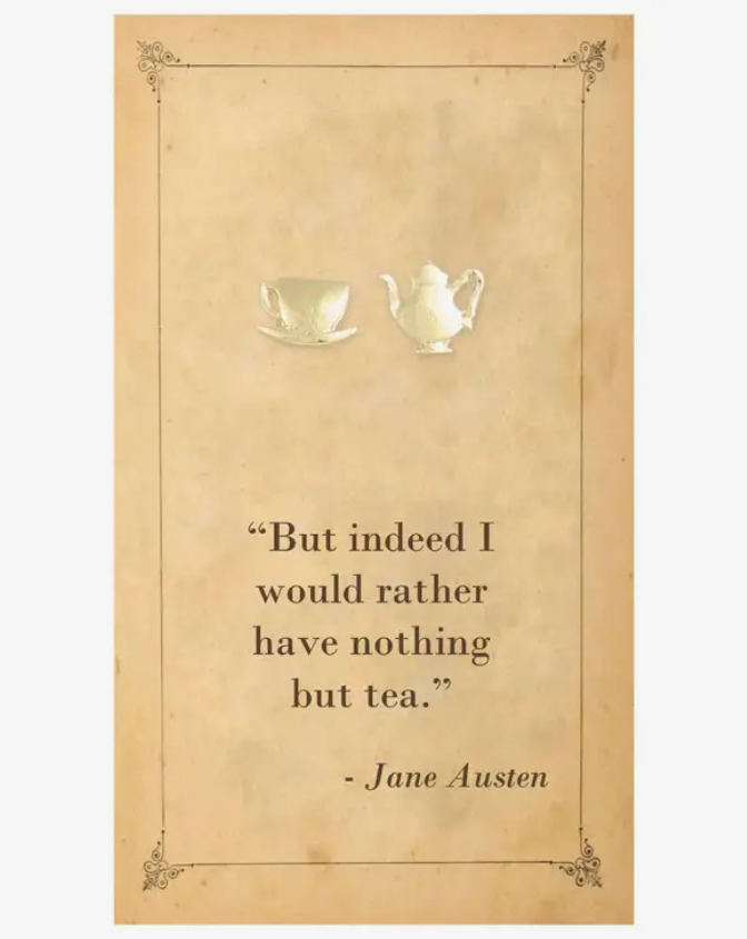 Tea Post Earrings Literary Quote